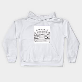 Pagoda Di Linh Vietnam Pen and Ink Illustration Kids Hoodie